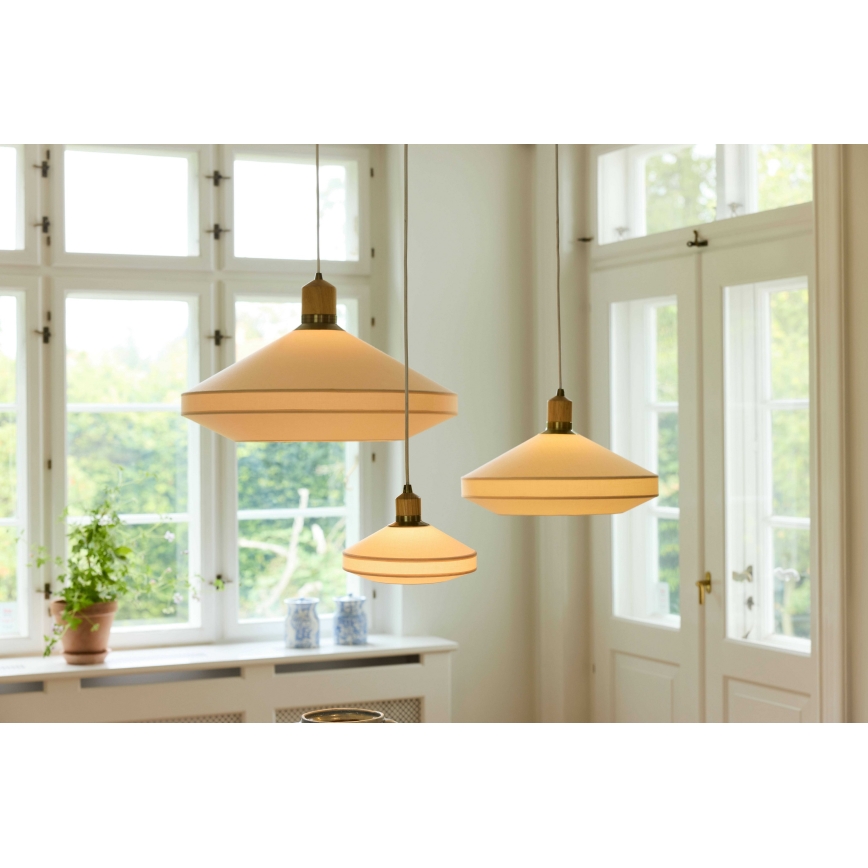 Halo Design 744305 - Lustre suspenso por cabo PARIS 1xE27/40W/230V Ø 56 cm creme/latão/carvalho