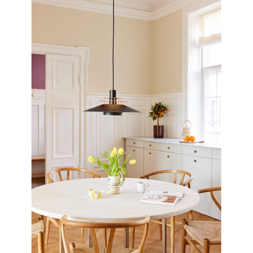 Halo Design 744503 - Lustre suspenso por cabo RIVOLI 1xE27/40W/230V, Ø 50 cm, preto/cobre
