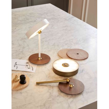 Halo Design 745784 - Candeeiro de mesa recarregável e regulável LED ON THE MOVE LED/2,5W/4000 mAh latão/madeira