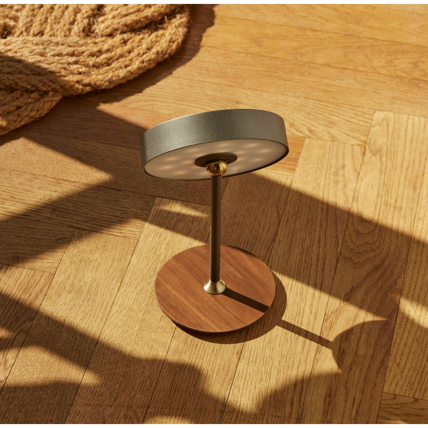Halo Design 745791 - Candeeiro de mesa LED recarregável e dimerizável ON THE MOVE LED/2,5W/4000 mAh cinzento/madeira