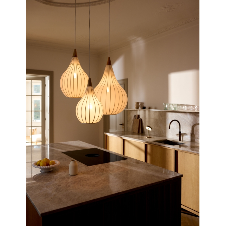 Halo Design 746262 - Lustre suspenso em cabo DROPS 1xE27/40W/230V Ø 30 cm branco/carvalho