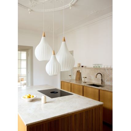 Halo Design 746262 - Lustre suspenso em cabo DROPS 1xE27/40W/230V Ø 30 cm branco/carvalho