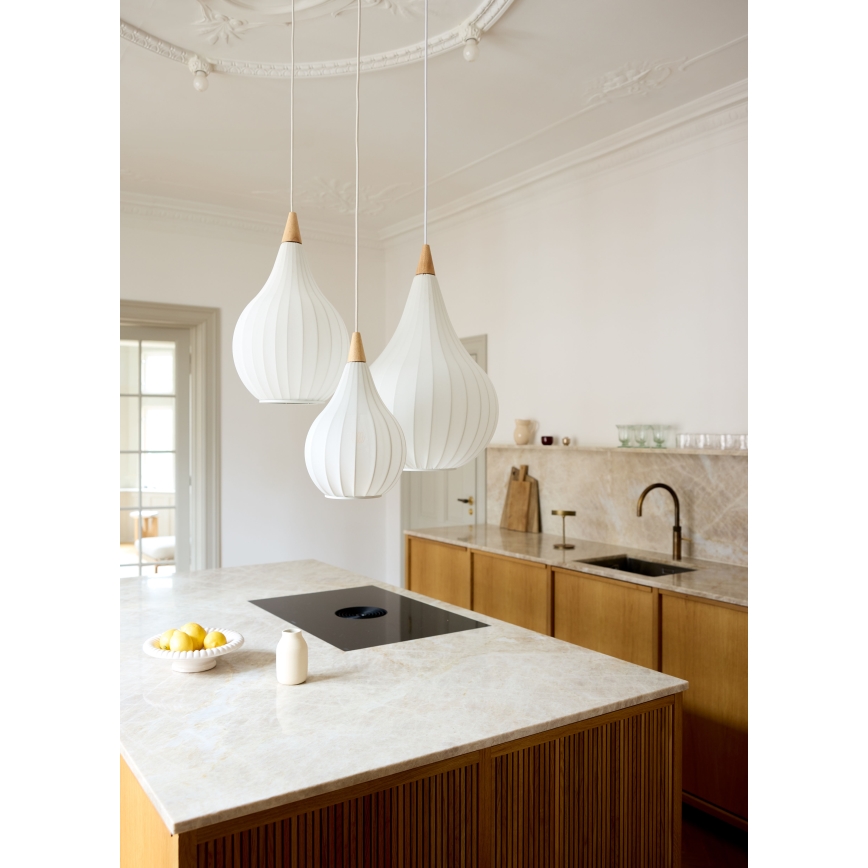Halo Design 746262 - Lustre suspenso em cabo DROPS 1xE27/40W/230V Ø 30 cm branco/carvalho