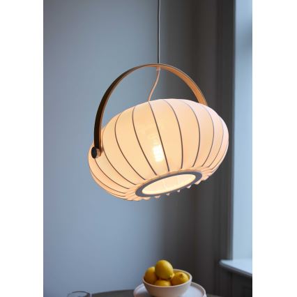 Halo Design 746347 - Pendente em cabo DC 1xE27/40W/230V Ø 40 cm branco/carvalho