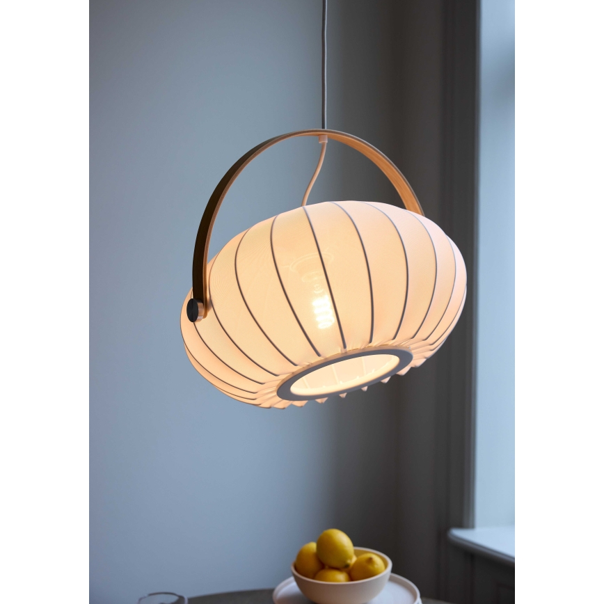 Halo Design 746347 - Pendente em cabo DC 1xE27/40W/230V Ø 40 cm branco/carvalho