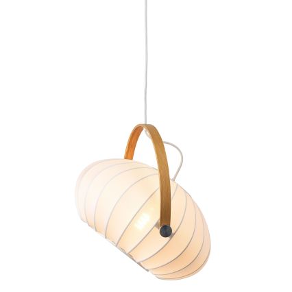 Halo Design 746347 - Pendente em cabo DC 1xE27/40W/230V Ø 40 cm branco/carvalho