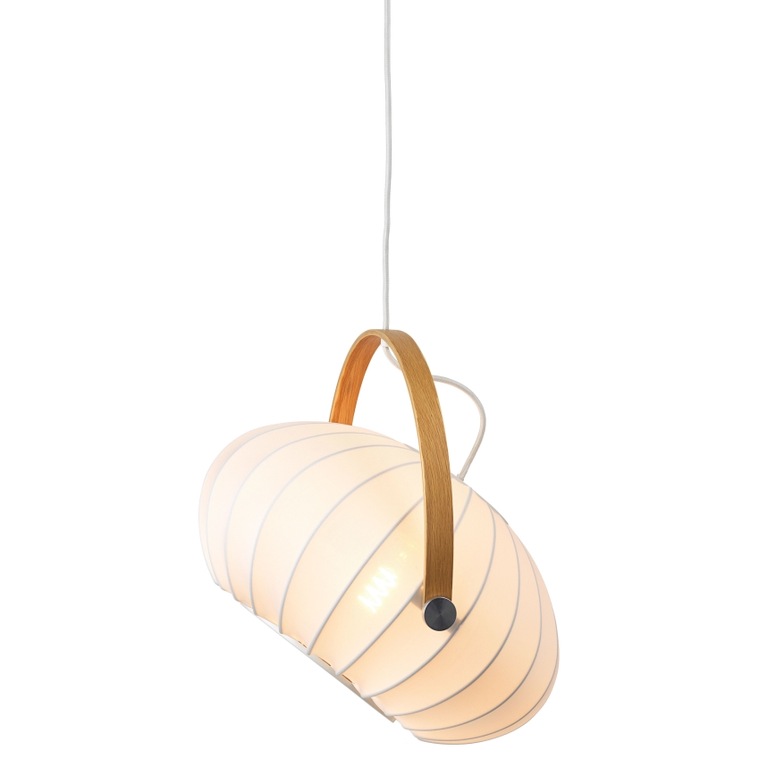 Halo Design 746347 - Pendente em cabo DC 1xE27/40W/230V Ø 40 cm branco/carvalho
