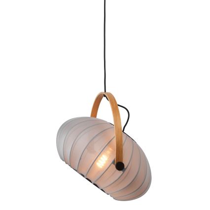 Halo Design 746354 - Lustre suspenso em cabo DC 1xE27/40W/230V Ø 40 cm cinzento/carvalho