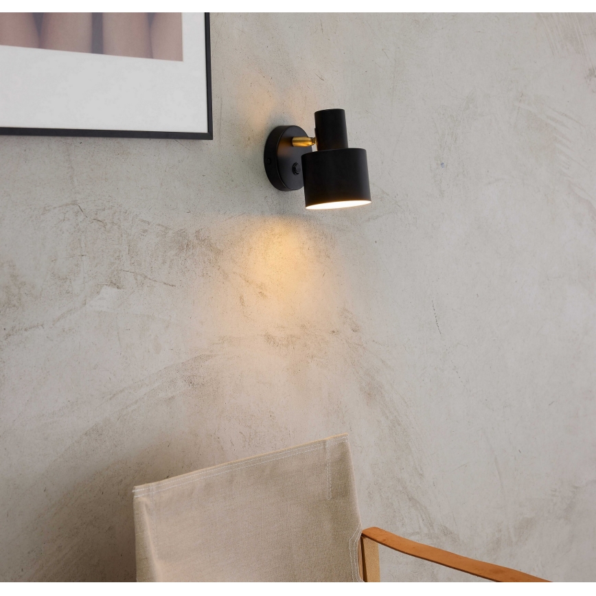 Halo Design 746880 - Aplique de parede com spot VOGUE 1xE27/40W/230V preto/latão