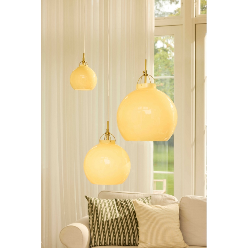 Halo Design 748006 - Candeeiro suspenso com cabo TOSCANA 1xE27/40W/230V Ø 27 cm bege/latão