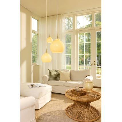 Halo Design 748006 - Candeeiro suspenso com cabo TOSCANA 1xE27/40W/230V Ø 27 cm bege/latão