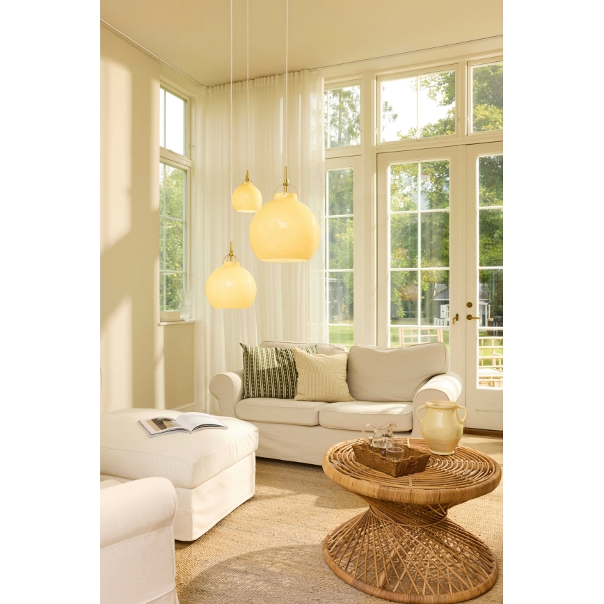 Halo Design 748006 - Candeeiro suspenso com cabo TOSCANA 1xE27/40W/230V Ø 27 cm bege/latão