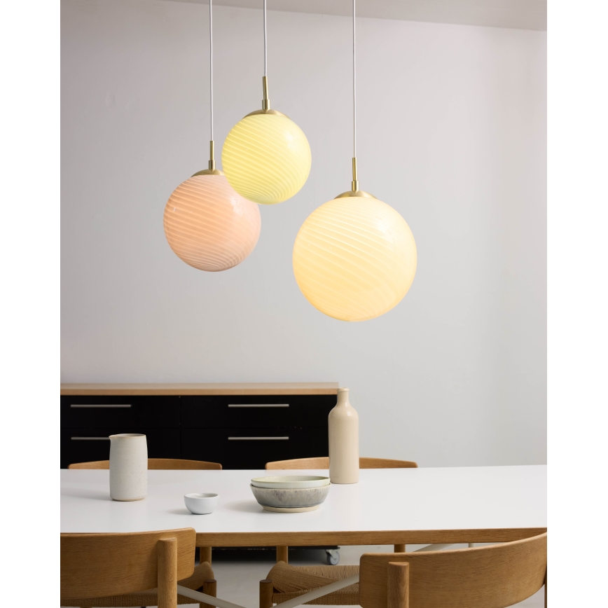 Halo Design 748488 - Candeeiro suspenso por cabo CANDY 1xE27/25W/230V Ø 25 cm rosa/latão
