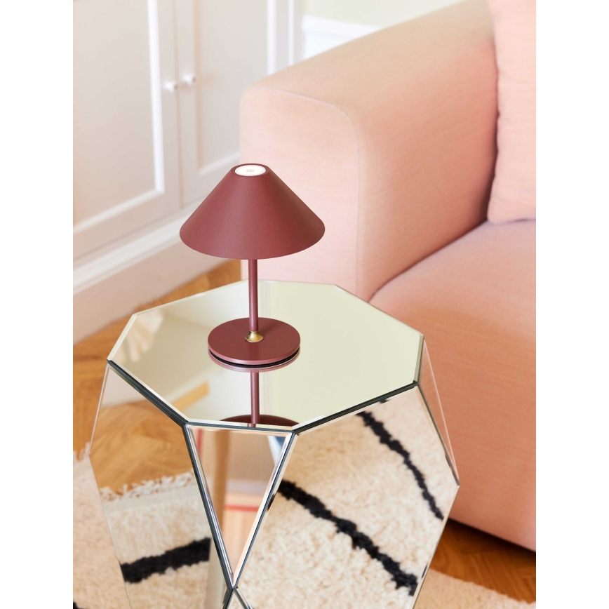 Halo Design 800834 - Candeeiro de mesa recarregável LED regulável para exterior HYGGE 3W/4000 mAh IP54 bordô