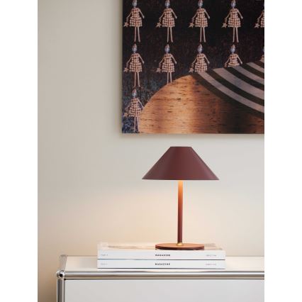 Halo Design 800834 - Candeeiro de mesa recarregável LED regulável para exterior HYGGE 3W/4000 mAh IP54 bordô