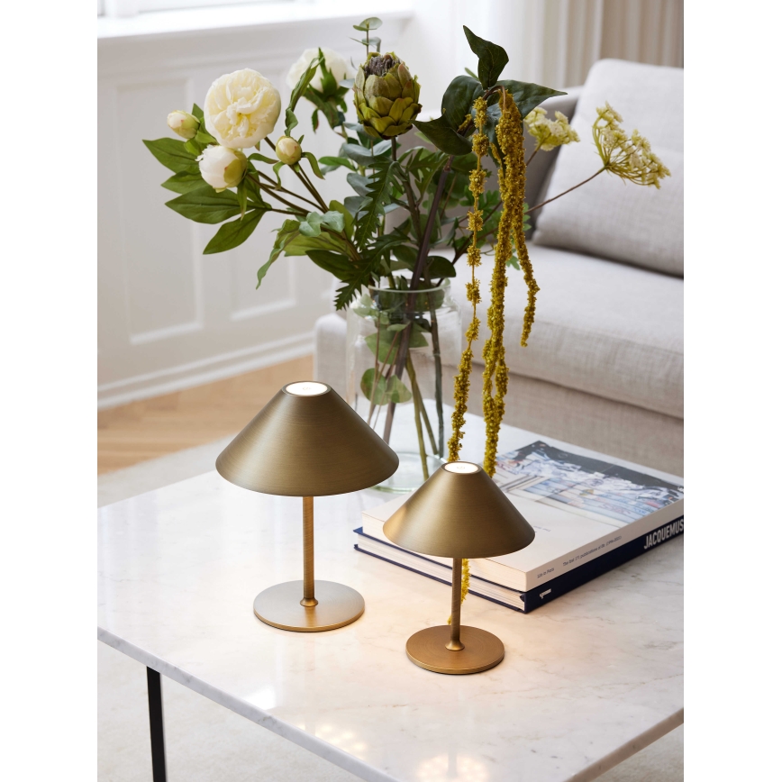 Halo Design 800841 - Lâmpada de mesa LED regulável recarregável para exterior HYGGE LED/3W/4000 mAh IP54 latão