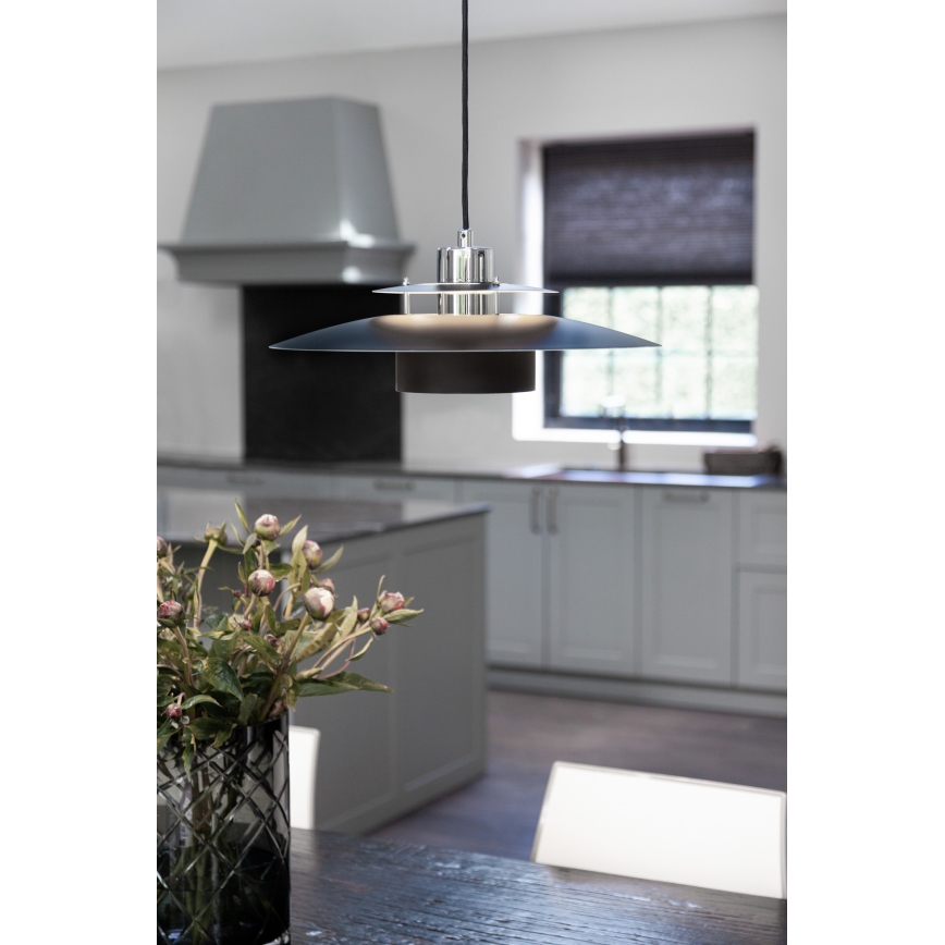 Halo Design 990259 - Lustre suspenso com cabo SORUP, 1xE27/40W/230V, diâmetro 40 cm, preto/cromado brilhante