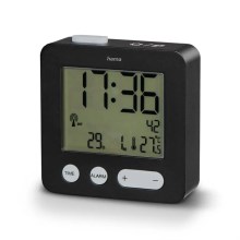 Hama - Despertador com ecrã LCD e termómetro 2xAAA preto