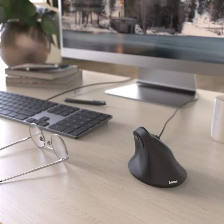 Hama - Rato ergonómico com fio 1000/1400/1800 DPI preto