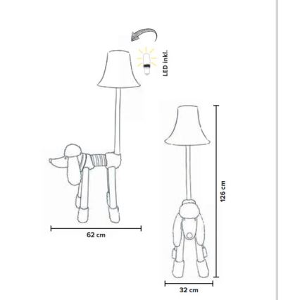 Happy Lamps - Candeeiro de chão LED de criança BELLO LED/5,4W/230V caniche