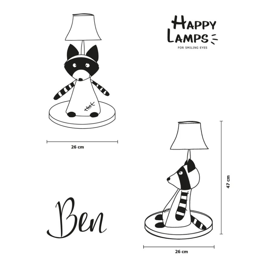 Happy Lamps - Candeeiro de mesa de criança LED BEN LED/5,4W/230V guaxinim