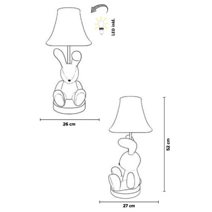 Happy Lamps - Candeeiro de mesa de criança LED BENNY LED/5,4W/230V coelho