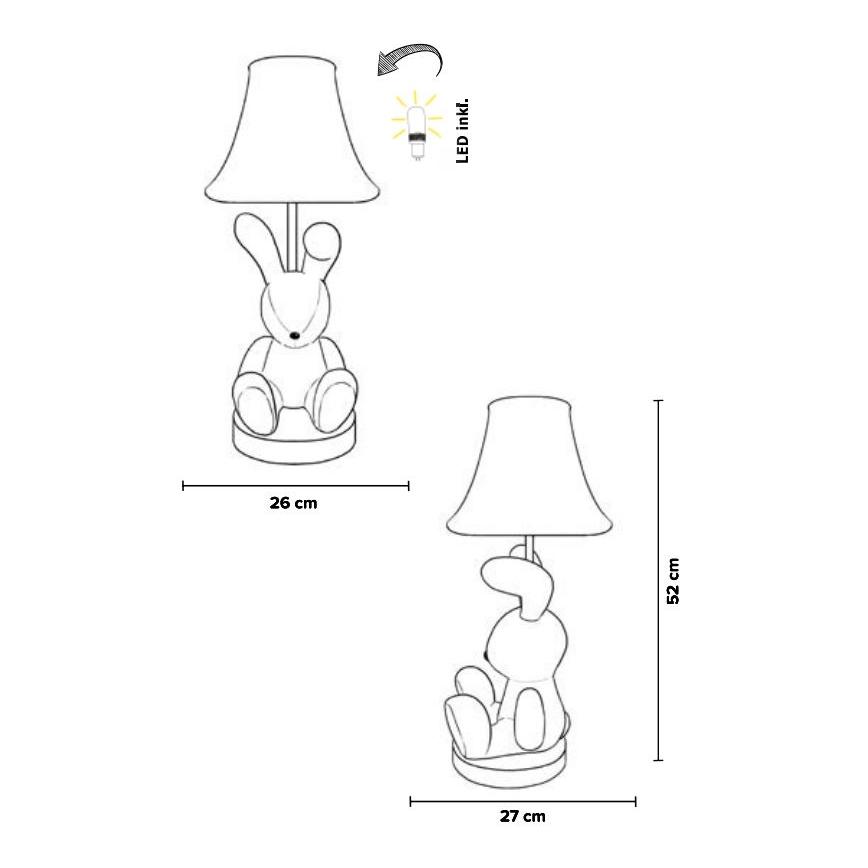 Happy Lamps - Candeeiro de mesa de criança LED BENNY LED/5,4W/230V coelho