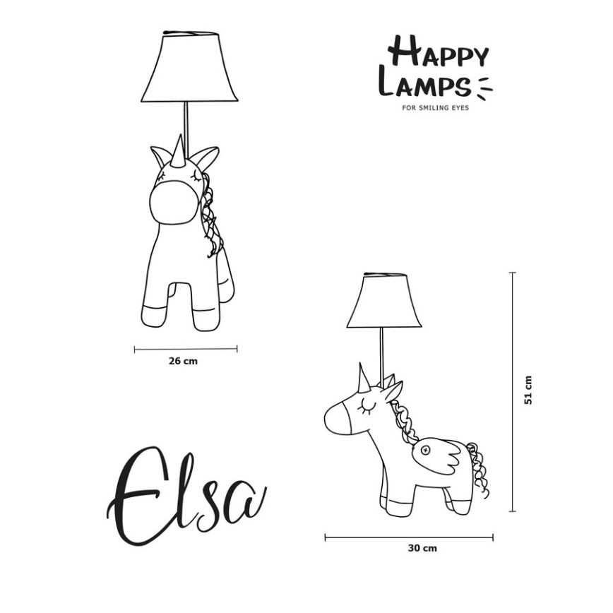 Happy Lamps - Candeeiro de mesa de criança LED ELSA LED/5,4W/230V unicórnio