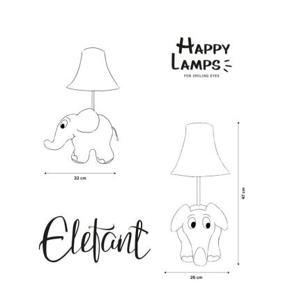 Happy Lamps - Lâmpada de mesa infantil LED ELEFANTE DA SENDUNG MIT DER MAUS LED/5,4W/230V elefante