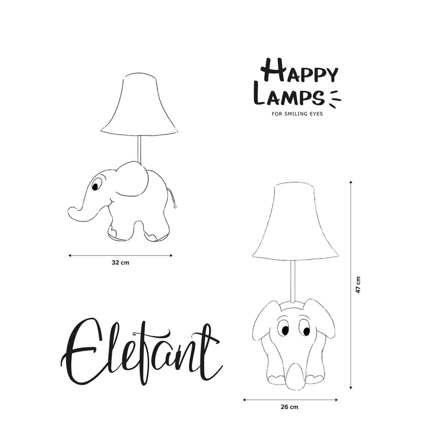 Happy Lamps - Lâmpada de mesa infantil LED ELEFANTE DA SENDUNG MIT DER MAUS LED/5,4W/230V elefante