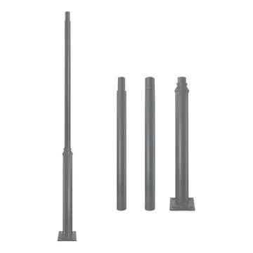 Haste metálica BASE para poste de iluminação exterior, 3 m, cinzenta