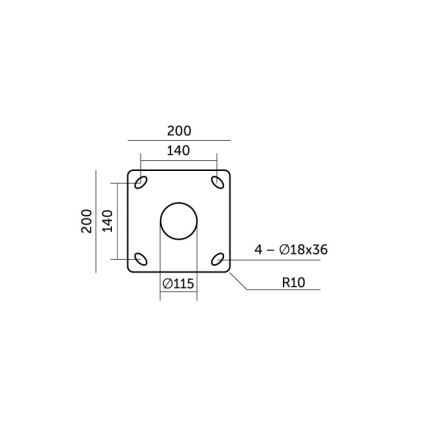 Haste metálica BASE para poste de iluminação exterior, 3 m, cinzenta
