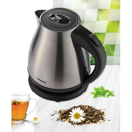 Heinner HEK-17IX - Chaleira elétrica 1,7 l 2200W/230V cromado fosco/preto