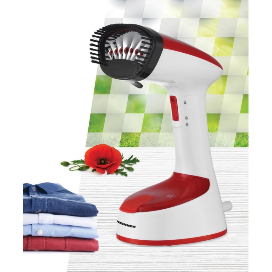 Heinner HGS-1400RD - Vaporizador de roupas portátil 1470W/230V branco/vermelho