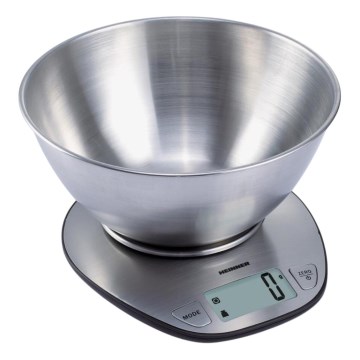 Heinner HKS-5SS - Balança de cozinha digital com tigela, 2x AAA, aço inoxidável
