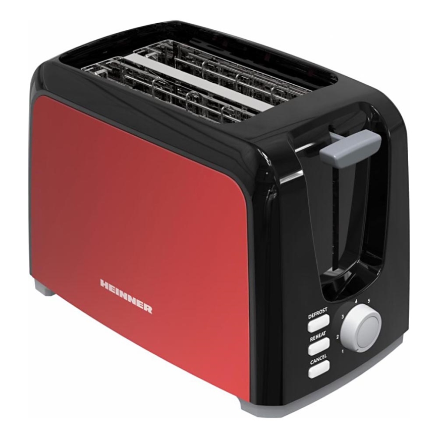 Heinner HTP-700BKRD - Torradeira para 2 fatias 700W/230V vermelho/cromado fosco