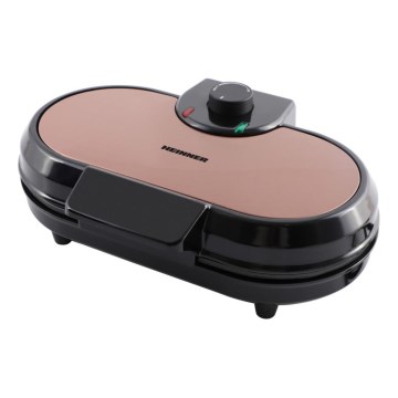 Heinner HWF-1000CR - Máquina de waffles 1000W/230V preta/ouro rosé