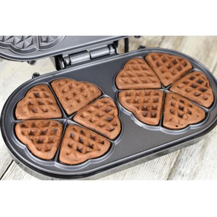 Heinner HWF-1000CR - Máquina de waffles 1000W/230V preta/ouro rosé