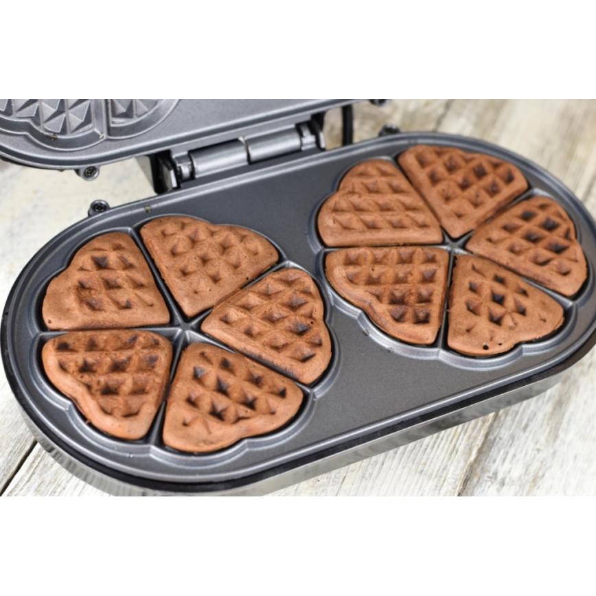 Heinner HWF-1000CR - Máquina de waffles 1000W/230V preta/ouro rosé