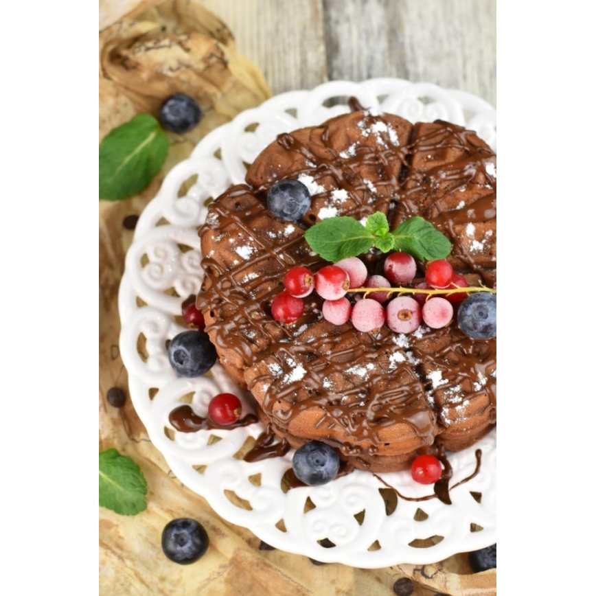 Heinner HWF-1000CR - Máquina de waffles 1000W/230V preta/ouro rosé