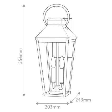 Hinkley - Aplique de parede exterior DAWSON L 2xE14/40W/230V IP44 preto