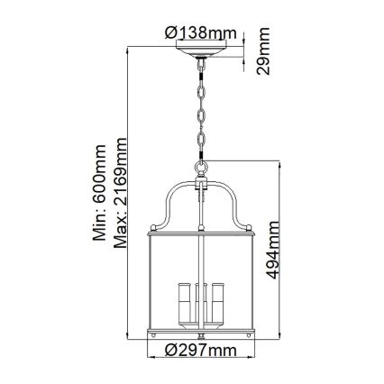 Hinkley - Lustre suspenso por corrente GENTRY 4xE14/60W/230V dourado