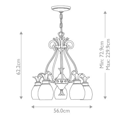 Hinkley - Candeeiro suspenso PLANTATION 5xE27/60W/230V dourado