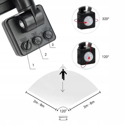 Holofote exterior LED com sensor LED/30W/230V 4000K IP65 preto