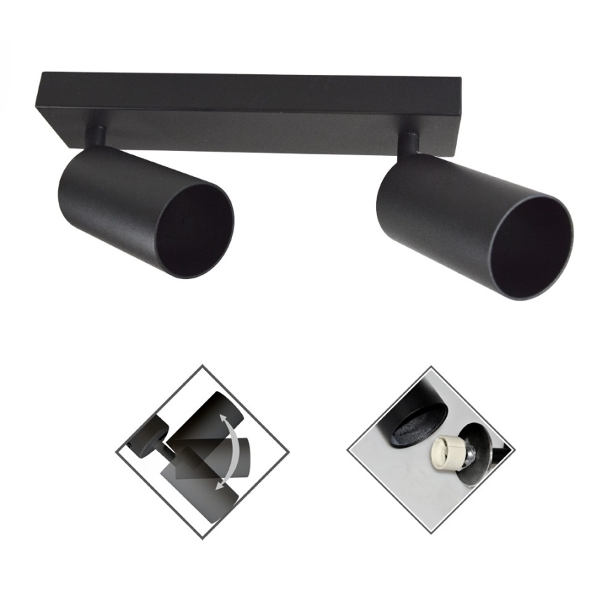 Holofote FARGO 2xGU10/30W/230V preto