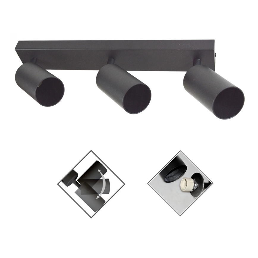 Holofote FARGO 3xGU10/30W/230V preto