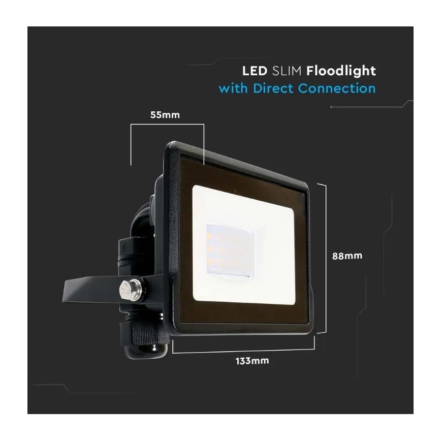 Holofote LED com ligação direta SAMSUNG CHIP LED/10W/230V IP65 6500K preto