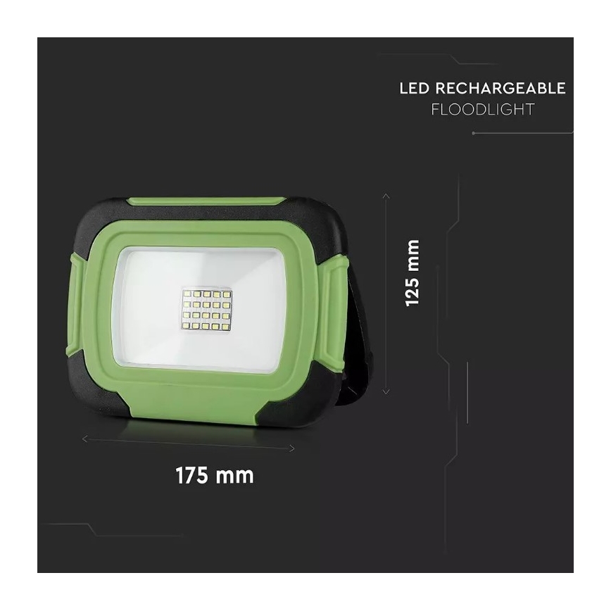 Holofote LED com regulação SAMSUNG CHIP + função SOS LED/20W/3,7V/USB IP44 4000K 7200 mAh verde