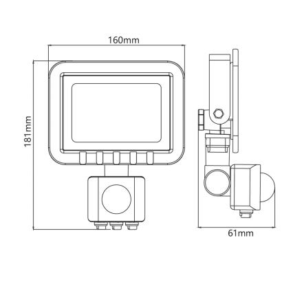 Holofote LED com sensor LED/30W/230V IP65