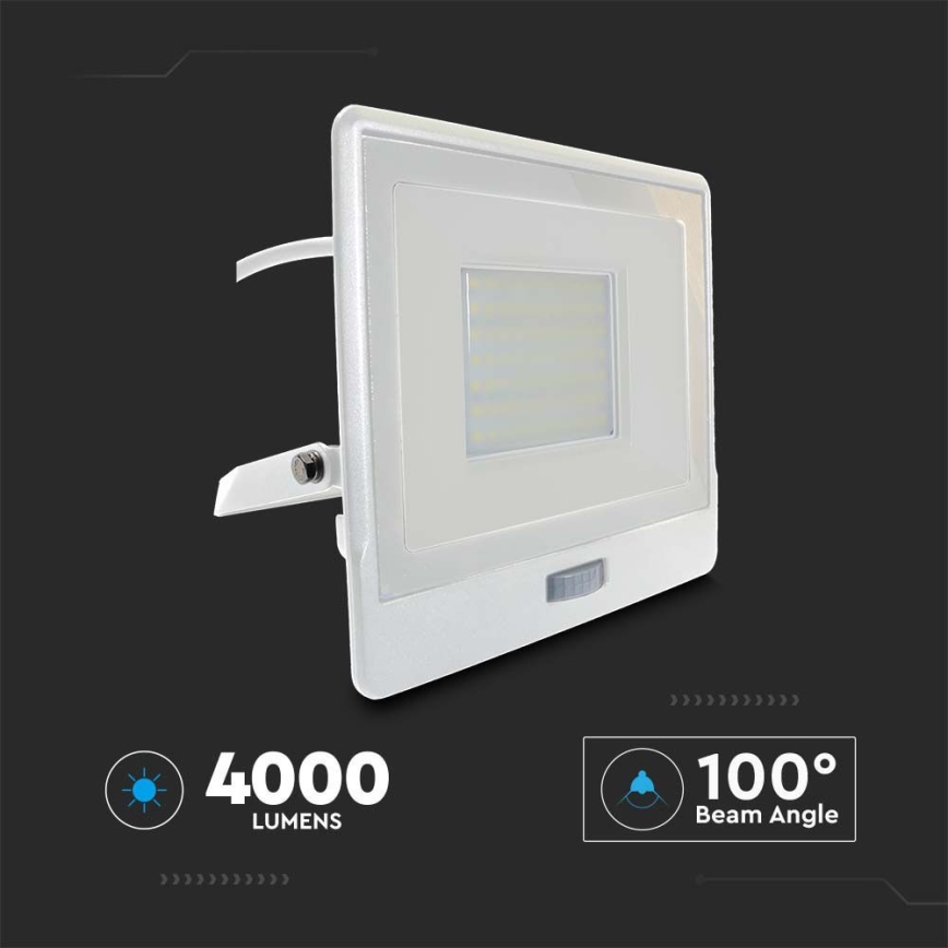 Holofote LED com sensor LED/50W/230V 4000K IP65 branco